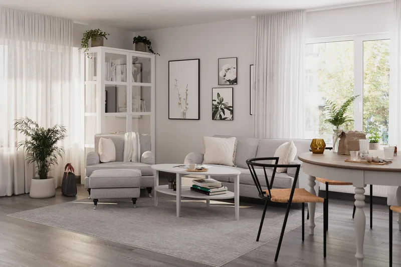 Howard Classic sofagruppe med 2-personers sofa + lænestol i stof - Grå - Møbler - Sofaer - Sofagrupper - Howard sofagruppe