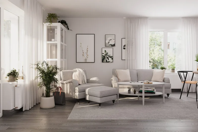 Howard Classic sofagruppe med 2-personers sofa + lænestol i stof - Grå - Møbler - Sofaer - Sofagrupper - Howard sofagruppe