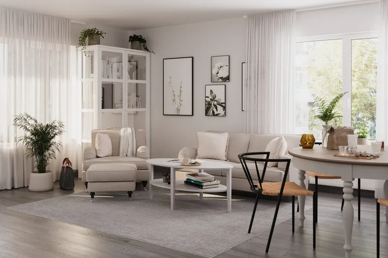 Howard Classic sofagruppe med 3-personers sofa + lænestol i stof - Beige - Møbler - Sofaer - Sofagrupper - Howard sofagruppe