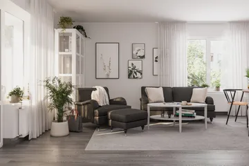 Howard Classic sofagruppe med 3-personers sofa + lænestol i stof - Mørkegrå - Møbler - Sofaer - Sofagrupper - Howard sofagruppe