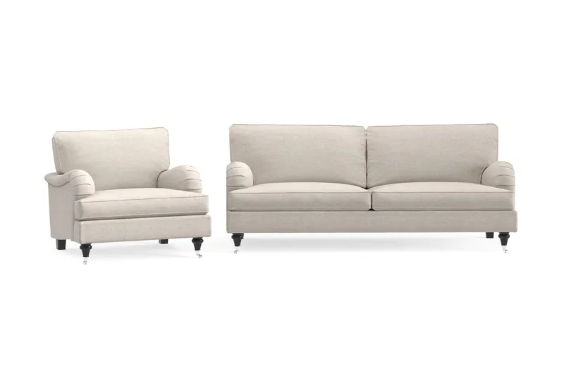Howard Classic sofagruppe med 3-personers sofa + lænestol i stof, Beige