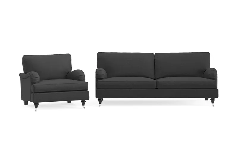 Howard Classic sofagruppe med 3-personers sofa + lænestol i stof - Mørkegrå - Møbler - Sofaer - Sofagrupper - Howard sofagruppe