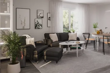 Howard Classic sofagruppe med 3-personers sofa + lænestol i stof - Mørkegrå - Møbler - Sofaer - Sofagrupper - Howard sofagruppe