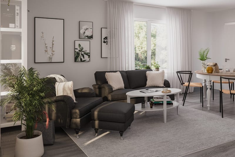 Howard Classic sofagruppe med 3-personers sofa + lænestol i stof - Mørkegrå - Møbler - Sofaer - Sofagrupper - Howard sofagruppe