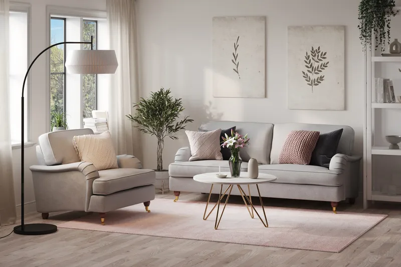 Howard Lyx Sofagruppe 3-personers Sofa + Lænestol i Stof - Lysegrå - Møbler - Sofaer - Sofagrupper - Howard sofagruppe