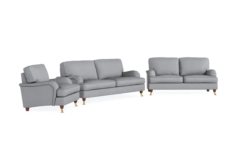 Howard Lyx Sofagruppe 3-personers + 2-personers Sofa + Lænestol i Stof - Lysegrå - Møbler - Sofaer - Sofagrupper - Sofasæt 3+2+1