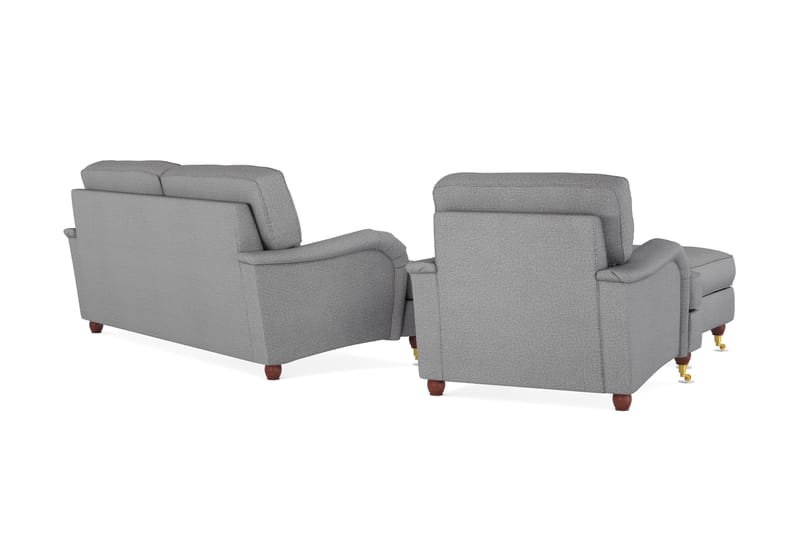 Howard Lyx Sofagruppe 3-personers Sofa + Lænestol + Fodskammel i Stof - Lysegrå - Møbler - Sofaer - Sofagrupper - Howard sofagruppe