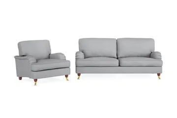 Howard Lyx Sofagruppe 3-personers Sofa + Lænestol i Stof - Lysegrå - Møbler - Sofaer - Sofagrupper - Howard sofagruppe