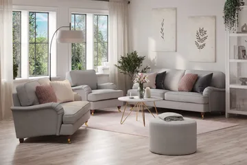 Howard Lyx Sofagruppe 3-personers + 2-personers Sofa + Lænestol i Stof - Lysegrå - Møbler - Sofaer - Sofagrupper - Sofasæt 3+2+1