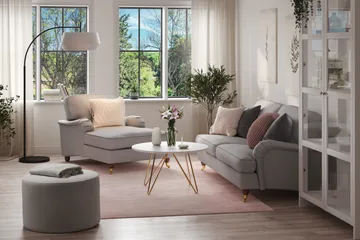 Howard Lyx Sofagruppe 3-personers Sofa + Chaiselongstol i Stof - Lysegrå - Møbler - Sofaer - Sofagrupper - Howard sofagruppe