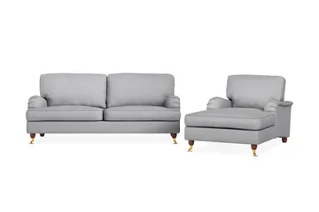Howard Lyx Sofagruppe 3-personers Sofa + Chaiselongstol i Stof - Lysegrå - Møbler - Sofaer - Sofagrupper - Howard sofagruppe
