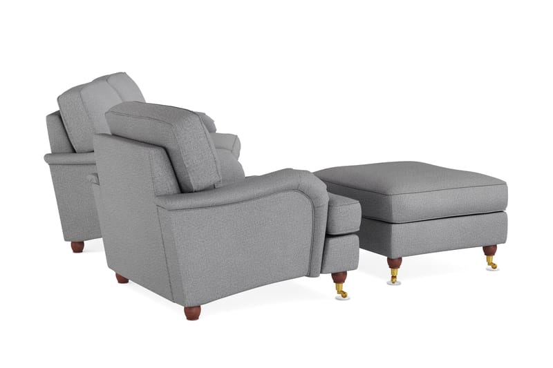Howard Lyx Sofagruppe 3-personers Sofa + Lænestol + Fodskammel i Stof - Lysegrå - Møbler - Sofaer - Sofagrupper - Howard sofagruppe
