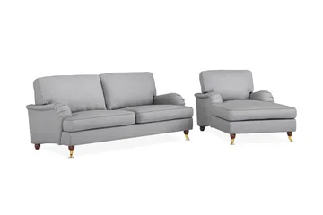 Howard Lyx Sofagruppe 3-personers Sofa + Chaiselongstol i Stof - Lysegrå - Møbler - Sofaer - Sofagrupper - Howard sofagruppe