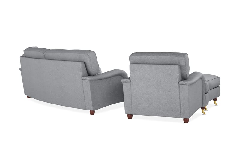Howard Lyx Sofagruppe 3-personers Svunget Sofa + Chaiselongstol + Lænestol + Fodskammel i Stof - Lysegrå - Møbler - Sofaer - Sofagrupper - Howard sofagruppe
