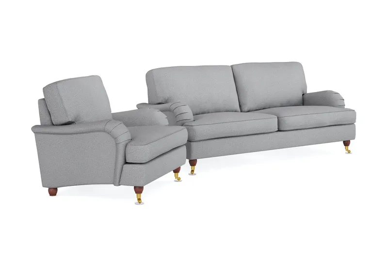 Howard Lyx Sofagruppe 3-personers Sofa + Lænestol i Stof - Lysegrå - Møbler - Sofaer - Sofagrupper - Howard sofagruppe