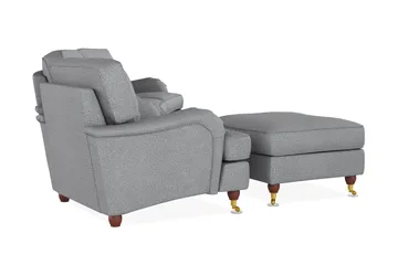 Howard Lyx Sofagruppe 4-personers Svunget Sofa + Lænestol + Fodskammel i Stof - Lysegrå - Møbler - Sofaer - Sofagrupper - Howard sofagruppe
