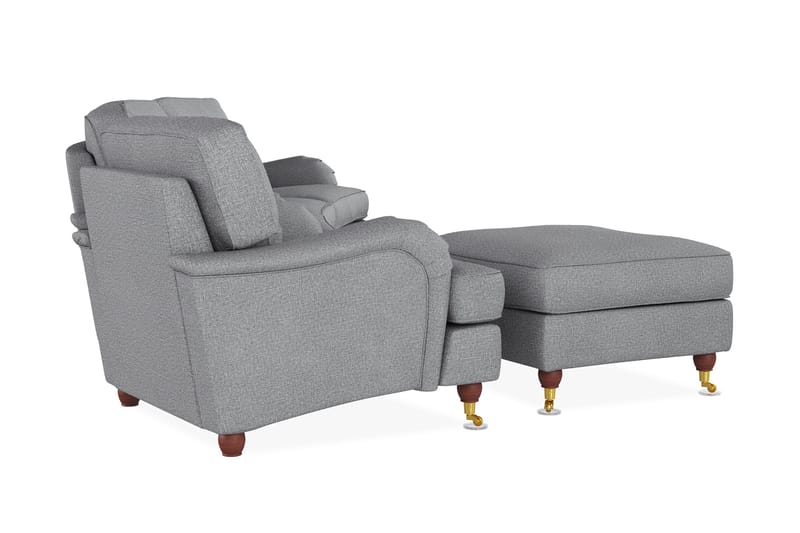 Howard Lyx Sofagruppe 4-personers Svunget Sofa + Lænestol + Fodskammel i Stof - Lysegrå - Møbler - Sofaer - Sofagrupper - Howard sofagruppe