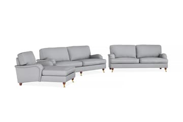 Howard Lyx Sofagruppe 4-personers + 3-personers Sofa + Chaiselongstol i Stof - Lysegrå - Møbler - Sofaer - Sofagrupper - Howard sofagruppe