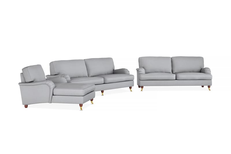 Howard Lyx Sofagruppe 4-personers + 3-personers Sofa + Chaiselongstol i Stof - Lysegrå - Møbler - Sofaer - Sofagrupper - Howard sofagruppe