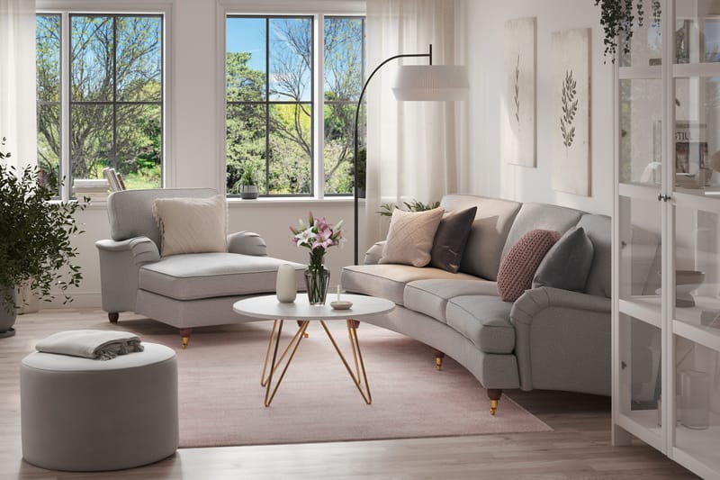 Howard Lyx Sofagruppe 4-personers Svunget Sofa + Chaiselongstol i Stof - Lysegrå - Møbler - Sofaer - Sofagrupper - Howard sofagruppe