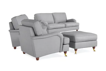 Howard Lyx Sofagruppe 4-personers + 3-personers Sofa + Lænestol + Fodskammel i Stof - Lysegrå - Møbler - Sofaer - Sofagrupper - Howard sofagruppe