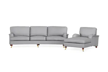 Howard Lyx Sofagruppe 4-personers Svunget Sofa + Chaiselongstol i Stof - Lysegrå - Møbler - Sofaer - Sofagrupper - Howard sofagruppe