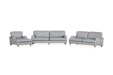 Howard Lyx Sofagruppe 4-personers + 3-personers Sofa + Chaiselongstol i Stof - Lysegrå - Møbler - Sofaer - Sofagrupper - Howard sofagruppe