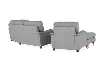 Howard Lyx Sofagruppe 4-personers + 3-personers Svunget Sofa + Lænestol + Fodskammel i Stof - Lysegrå - Møbler - Sofaer - Sofagrupper - Howard sofagruppe