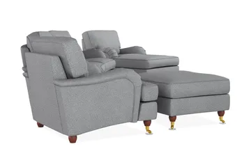 Howard Lyx Sofagruppe 4-personers Svunget Sofa + Chaiselongstol + Lænestol + Fodskammel i Stof - Lysegrå - Møbler - Sofaer - Sofagrupper - Howard sofagruppe