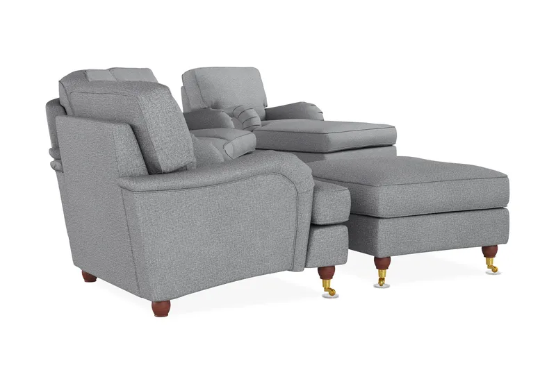 Howard Lyx Sofagruppe 4-personers Svunget Sofa + Chaiselongstol + Lænestol + Fodskammel i Stof - Lysegrå - Møbler - Sofaer - Sofagrupper - Howard sofagruppe
