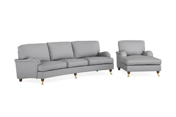 Howard Lyx Sofagruppe 4-personers Svunget Sofa + Chaiselongstol i Stof - Lysegrå - Møbler - Sofaer - Sofagrupper - Howard sofagruppe
