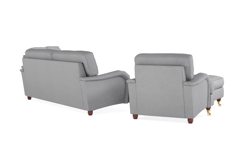 Howard Lyx Sofagruppe 4-personers + 3-personers Sofa + Lænestol + Fodskammel i Stof - Lysegrå - Møbler - Sofaer - Sofagrupper - Howard sofagruppe