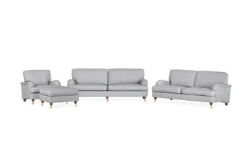 Howard Lyx Sofagruppe 4-personers + 3-personers Sofa + Lænestol + Fodskammel i Stof - Lysegrå - Møbler - Sofaer - Sofagrupper - Howard sofagruppe