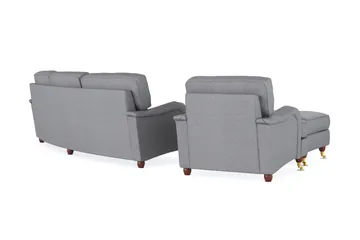 Howard Lyx Sofagruppe 4-personers Svunget Sofa + Lænestol + Fodskammel i Stof - Lysegrå - Møbler - Sofaer - Sofagrupper - Howard sofagruppe