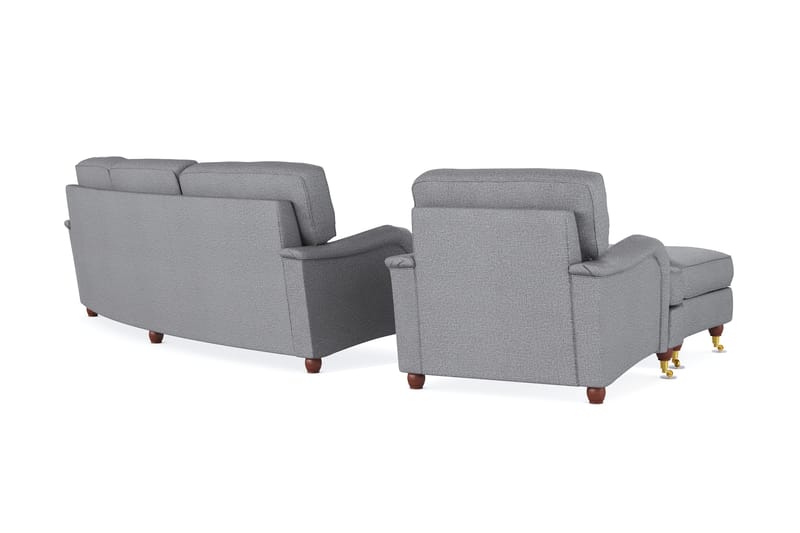 Howard Lyx Sofagruppe 4-personers Svunget Sofa + Lænestol + Fodskammel i Stof - Lysegrå - Møbler - Sofaer - Sofagrupper - Howard sofagruppe