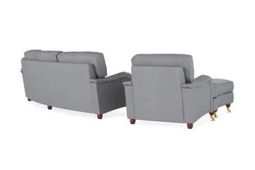 Howard Lyx Sofagruppe 4-personers Svunget Sofa + Chaiselongstol + Lænestol + Fodskammel i Stof - Lysegrå - Møbler - Sofaer - Sofagrupper - Howard sofagruppe