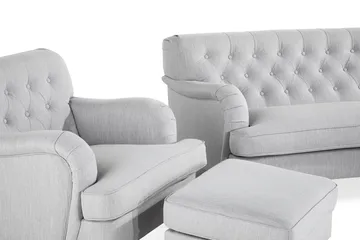Howard Riviera Sofaarrangement Buet 3-personers + 2-personers Sofa + Lænestol + Fodskammel i Stof - Grå - Møbler - Sofaer - Sofagrupper - Howard sofagruppe