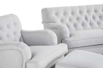 Howard Riviera Sofaarrangement Buet 3-personers + 2-personers Sofa + Lænestol + Fodskammel i Stof - Grå - Møbler - Sofaer - Sofagrupper - Howard sofagruppe