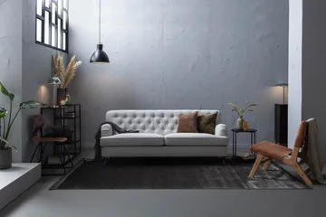 Howard Riviera Sofaarrangement Buet 3-personers + 2-personers Sofa + Lænestol + Fodskammel i Stof - Grå - Møbler - Sofaer - Sofagrupper - Howard sofagruppe