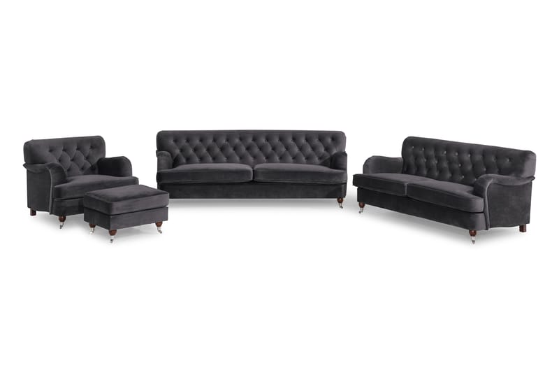 Howard Riviera Sofagruppe 2-pers+3-pers+Lænestol+Skammel Sva - Mørkegrå - Howard sofagruppe