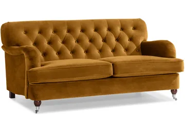 Howard Riviera Sofagruppe 3-personers + 2-personers Sofa + Lænestol + Fodskammel i Fløjl - Mørkegul - Møbler - Sofaer - Sofagrupper - Howard sofagruppe