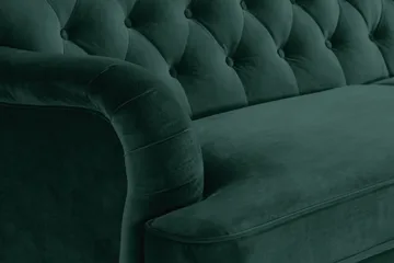 Howard Riviera Sofagruppe 3-personers + 2-personers Sofa + Lænestol + Fodskammel i Fløjl - Grøn - Møbler - Sofaer - Sofagrupper - Howard sofagruppe