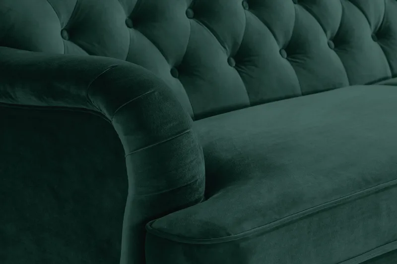 Howard Riviera Sofagruppe 3-personers + 2-personers Sofa + Lænestol + Fodskammel i Fløjl - Grøn - Møbler - Sofaer - Sofagrupper - Howard sofagruppe