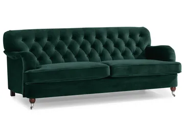 Howard Riviera Sofagruppe 3-personers + 2-personers Sofa + Lænestol + Fodskammel i Fløjl - Grøn - Møbler - Sofaer - Sofagrupper - Howard sofagruppe