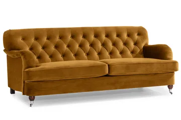 Howard Riviera Sofagruppe 3-personers + 2-personers Sofa + Lænestol + Fodskammel i Fløjl - Mørkegul - Møbler - Sofaer - Sofagrupper - Howard sofagruppe