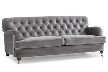 Howard Riviera Sofagruppe 3-personers + 2-personers Sofa + Lænestol + Fodskammel i Fløjl - Lysegrå - Møbler - Sofaer - Sofagrupper - Howard sofagruppe