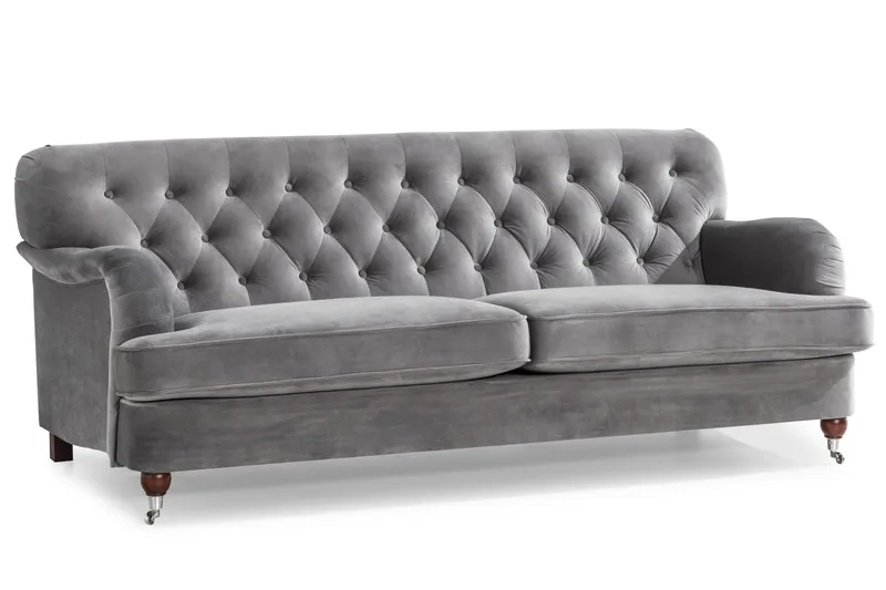 Howard Riviera Sofagruppe 3-personers + 2-personers Sofa + Lænestol + Fodskammel i Fløjl - Lysegrå - Møbler - Sofaer - Sofagrupper - Howard sofagruppe