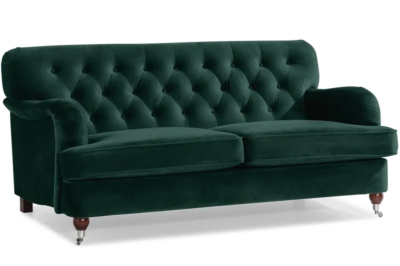 Howard Riviera Sofagruppe 3-personers + 2-personers Sofa + Lænestol + Fodskammel i Fløjl - Grøn - Møbler - Sofaer - Sofagrupper - Howard sofagruppe
