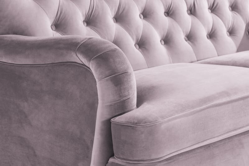 Howard Riviera Sofagruppe Svunget 3-personers + 2-personers Sofa + Lænestol + Fodskammel i Fløjl - Lilla - Møbler - Sofaer - Sofagrupper - Howard sofagruppe