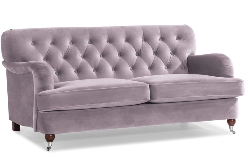 Howard Riviera Sofagruppe Svunget 3-personers + 2-personers Sofa + Lænestol + Fodskammel i Fløjl - Lilla - Møbler - Sofaer - Sofagrupper - Howard sofagruppe